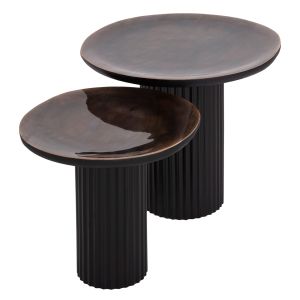 Coffee tables 2 pcs. Elaf Hm9999 mango wood solid - black metal base