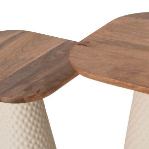 Coffee tables 2 pcs Golfer μ9924 mango solid wood ivory metal base-square