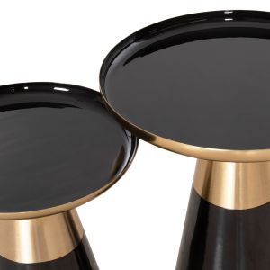 Coffee tables 2 pcs. Oluf top black enamel lacquer and base in black and gold D50xd41cm Hm9922