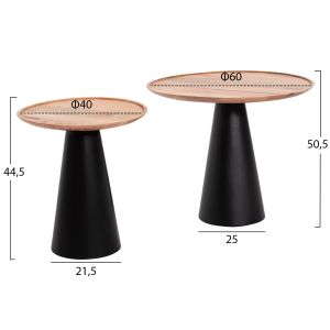 Coffee tables 2 pcs. Riff Hm9997 mango wood solid-iron base φ60 φ40 cm.