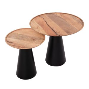Coffee tables 2 pcs. Riff Hm9997 mango wood solid-iron base φ60 φ40 cm.