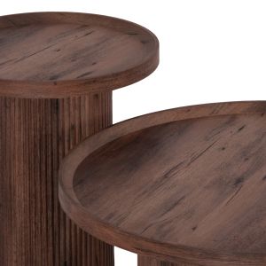 Coffee tables 2 pcs. set Margon Hm21084 Mdf in dark brown color Φ80cm Φ45cm