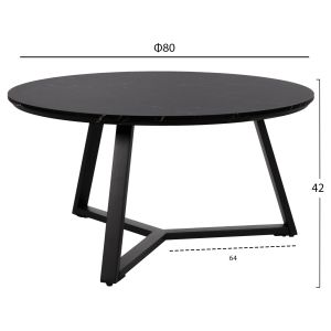 Coffee tables 2pcs. set Rocket Hm21090 Mdf in black marble color Φ80cm &amp;amp;amp; Φ45cm