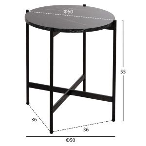 Coffee tables 2 pcs. set Ronda Hm21089 Mdf in black marble color Φ80cm Φ50cm