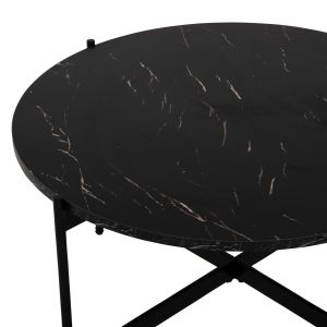 Coffee tables 2 pcs. set Ronda Hm21089 Mdf in black marble color Φ80cm Φ50cm