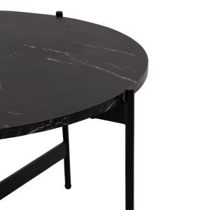 Coffee tables 2 pcs. set Ronda Hm21089 Mdf in black marble color Φ80cm Φ50cm