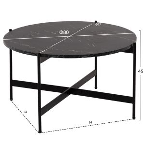 Coffee tables 2 pcs. set Ronda Hm21089 Mdf in black marble color Φ80cm Φ50cm