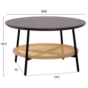 Coffee tables 2 pcs. set Sewell Hm21087 mdf-metal-synthetic rattan Φ80cm Φ45cm