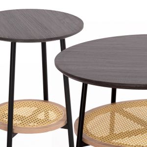 Coffee tables 2 pcs. set Sewell Hm21087 mdf-metal-synthetic rattan Φ80cm Φ45cm