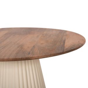 Coffee tables 2pcs. folding metal base Hm9925 in ivory-circle top mango wood in natural φ40φ48