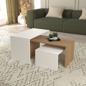Coffee tables 3 pcs. set Bentil Hm9444.11 melamine in sonama-white 65x35x45hcm.