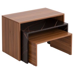 Coffee tables 3 pcs. set Bentil Hm9444.12 melamine in walnut-black marble 65x35x45hcm.