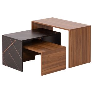 Coffee tables 3 pcs. set Bentil Hm9444.12 melamine in walnut-black marble 65x35x45hcm.