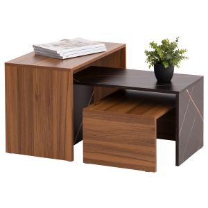 Coffee tables 3 pcs. set Bentil Hm9444.12 melamine in walnut-black marble 65x35x45hcm.