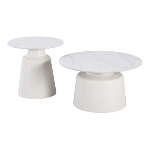 Coffee tables Dualis set of 2 pieces metal-sintered stone in white marble