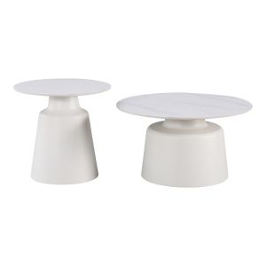 Coffee tables Dualis set of 2 pieces metal-sintered stone in white marble