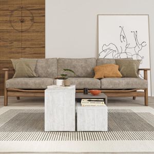 Coffee tables Kantar set of 3 in antique white-mocha color 65x30x39cm