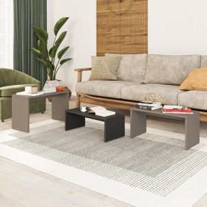 Coffee tables Kantar set of 3 in anthracite-mocha color 65x30x39cm