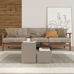Coffee tables Kantar set of 3 in anthracite-mocha color 65x30x39cm