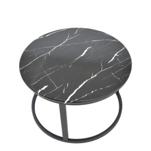 Coffee table Revelon set of 2 MDF with black marble look 80x80x45cm