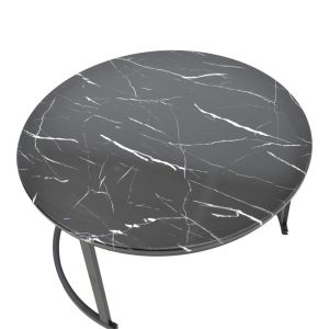 Coffee table Revelon set of 2 MDF with black marble look 80x80x45cm