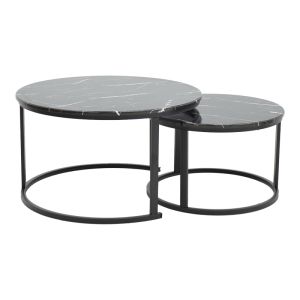 Coffee table Revelon set of 2 MDF with black marble look 80x80x45cm