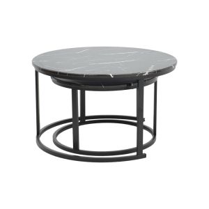 Coffee table Revelon set of 2 MDF with black marble look 80x80x45cm