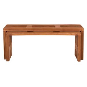 Coffee tables set of 2 pieces Nya Hm9828 made of solid teak wood in natural color 110x30x46hcm