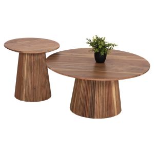 Coffee tables set of 2 Groot Hm11945 made of solid acacia in natural color D80/d45cm
