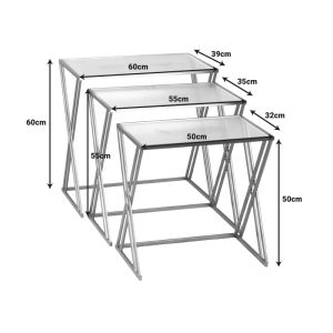 Coffee tables set 3 pieces Pitch Gold metal-glass