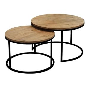 Solme coffee tables, 2 pcs., natural shade, with black metal legs