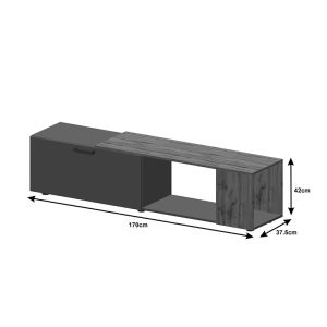 Poelfy living room set in dark gray-oak color 170x37.5x42cm