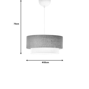 Colored lamp Sombre textile in beige and off-white color D30x70cm