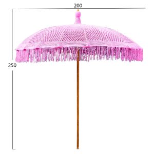 Чадър Luxhm6035,04 розов макраме, тик и бамбук D200x260cm