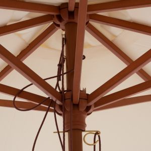 Чадър Wagner с бежова сянка и ресни - кафява дървена стойка D3x2,50hm ,01, Hm5776