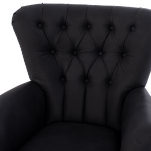 Черно плюшено кресло τ, Chesterfield Hm9217,01 87x88x100