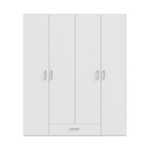 Four-door wardrobe Generiale melamine white with 3 gray shelves 177.5x54.2x210.5cm