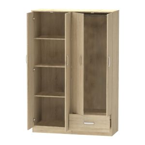 Four-door wardrobe Karter made of melamine, sonoma color 121x48x180cm