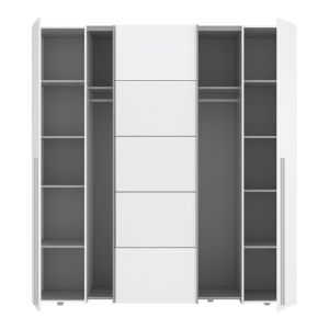 Four-wing wardrobe Lamore white melamine 200x61.5x210.5cm