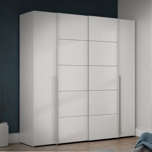 Four-wing wardrobe Lamore white melamine 200x61.5x210.5cm