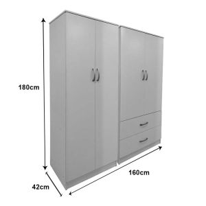 Four-door wardrobe Lego white 160x42x180cm