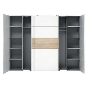 Четирикрилен гардероб Verzo цвят дъб-бял меламин 270,5х61,5х210,5cm