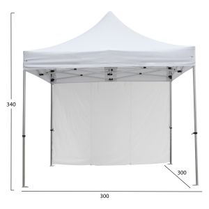 Шатра Heavy Duty със страничен сенник Cressen Hm21097 сгъваема-алуминиева сребриста рама-бяла 3x3x3,4hm