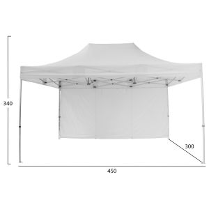 Шатра Heavy Duty със страничен сенник Cressen Hm21098 сгъваема-алуминиева сребриста рама-бяла 3x4,5x3,4hm