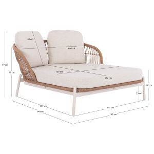 Шезлонг 2 места Quantum Destiny Zen Sm6172 цвят слонова кост, алуминий - полиетиленов каучук, бежов 162x148x97в см.