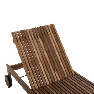 Шезлонг Lagertha масивно тиково дърво с колелца Hm5963,11 200x65x102hcм