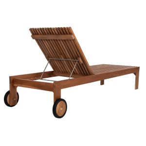Шезлонг Lagertha масивно тиково дърво с колелца Hm5963,11 200x65x102hcм