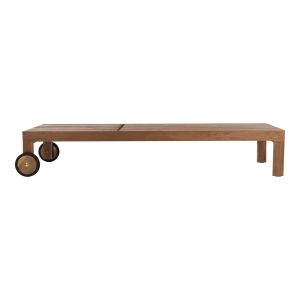 Шезлонг Lagertha масивно тиково дърво с колелца Hm5963,11 200x65x102hcм