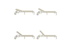 Mailo chaise longue, white aluminum and beige textile, 71x206x30cm