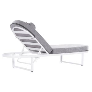 Шезлонг Mallow Hm10715.01 бял алуминий и сива възглавница 198x71x40,5-103hcm.